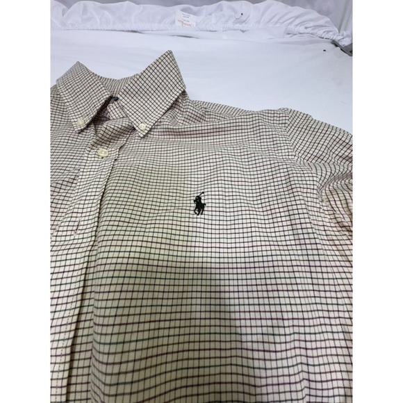 Ralph Lauren Shirt Mens  Large Brown Micro Grid Check Button Up Preppy Blue Pony - Picture 3 of 10